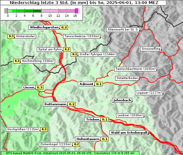 Niederschlag, 1. 6. 2025
