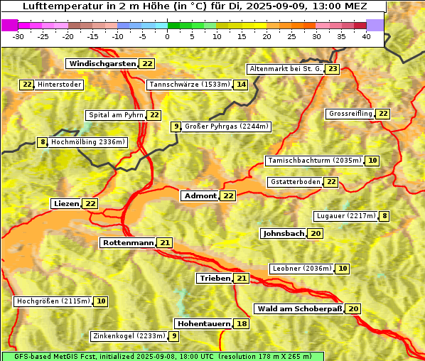 Temperatur, 9. 9. 2025