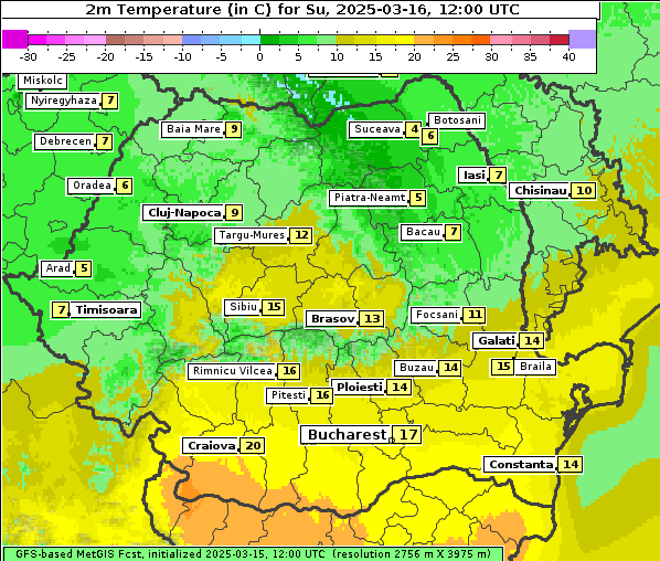 Temperatur, 16. 3. 2025