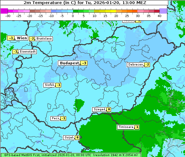 Temperatur, 20. 1. 2026