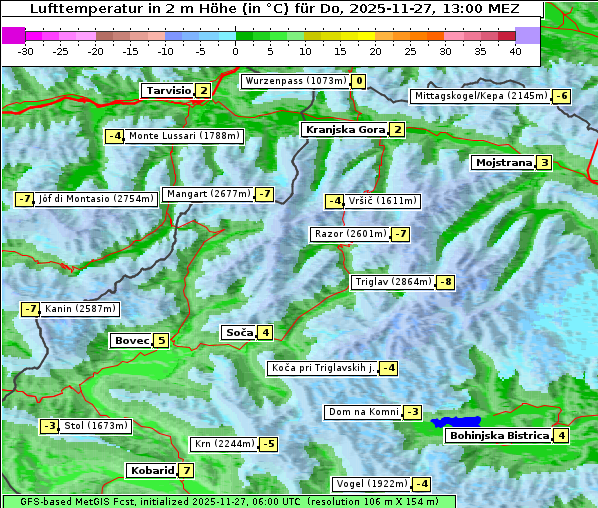 Temperatur, 27. 11. 2025