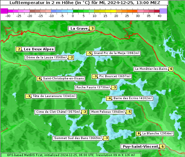 Temperatur, 25. 12. 2024