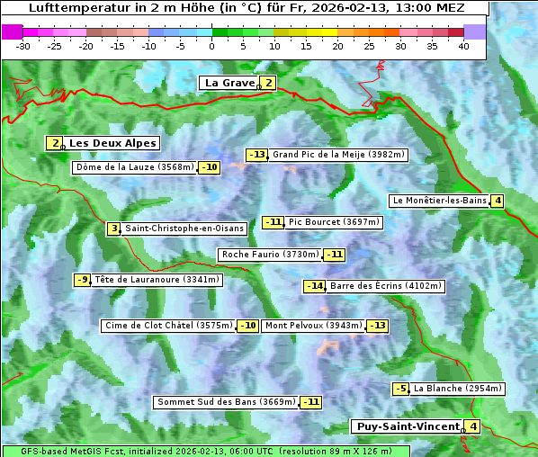 Temperatur, 13. 2. 2026