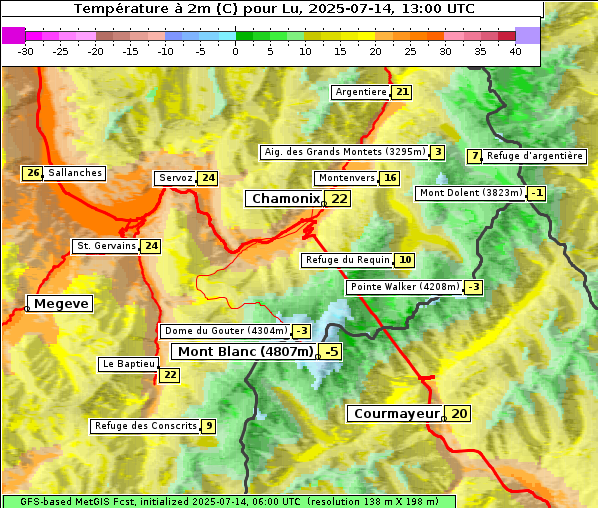 Temperatur, 14. 7. 2025