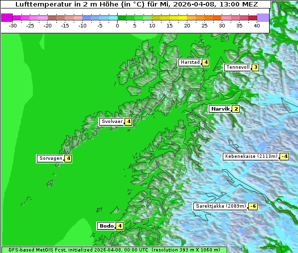 Temperatur, 8. 4. 2026