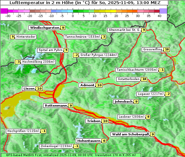 Temperatur, 9. 11. 2025