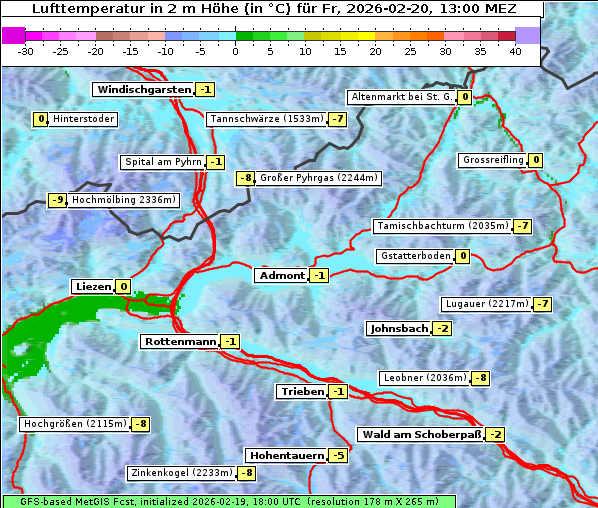 Temperatur, 20. 2. 2026