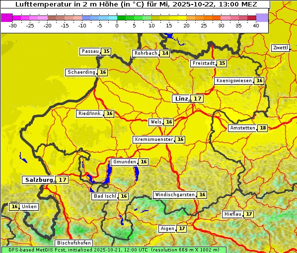 Temperatur, 22. 10. 2025