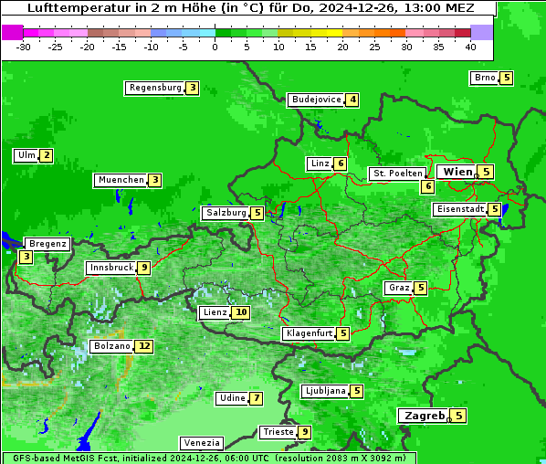 Temperatur, 26. 12. 2024