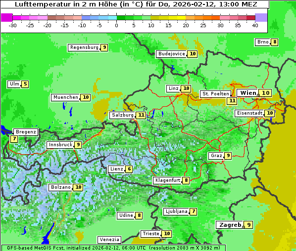 Temperatur, 12. 2. 2026