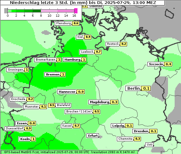 Niederschlag, 29. 7. 2025