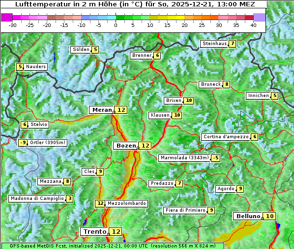 Temperatur, 21. 12. 2025
