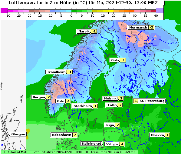 Temperatur, 30. 12. 2024