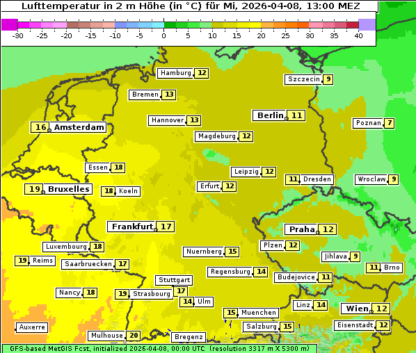 Temperatur, 8. 4. 2026