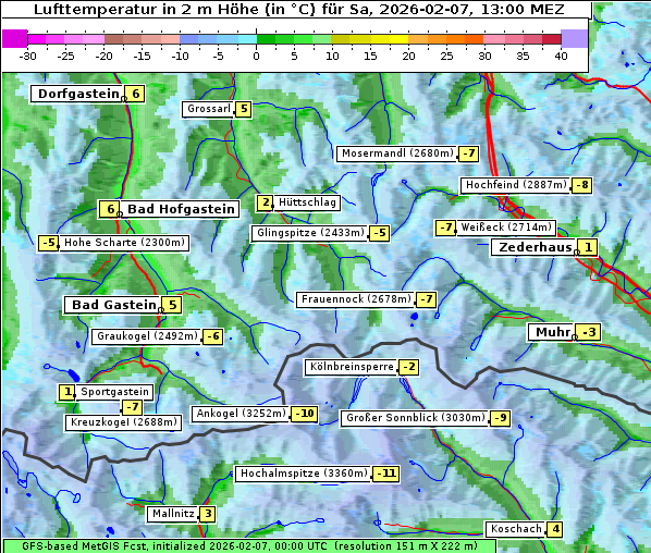 Temperatur, 7. 2. 2026