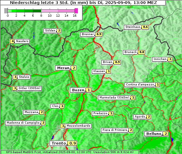 Niederschlag, 9. 9. 2025