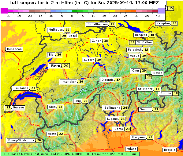 Temperatur, 14. 9. 2025