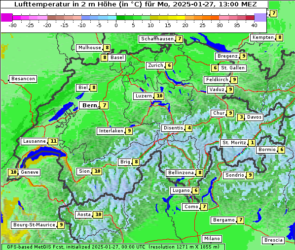 Temperatur, 27. 1. 2025