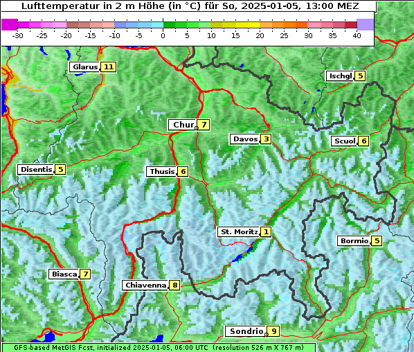 Temperatur, 5. 1. 2025