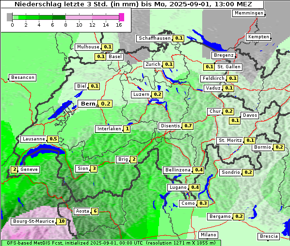 Niederschlag, 1. 9. 2025