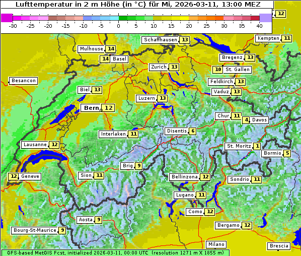Temperatur, 11. 3. 2026