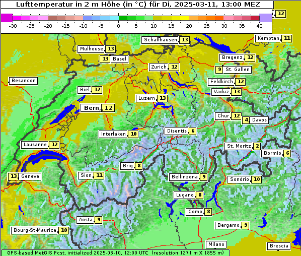 Temperatur, 11. 3. 2025