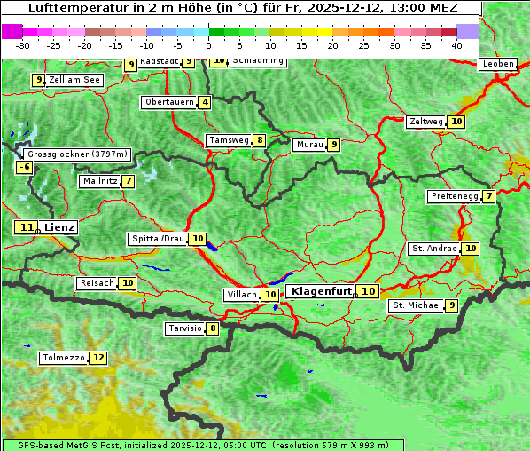 Temperatur, 12. 12. 2025