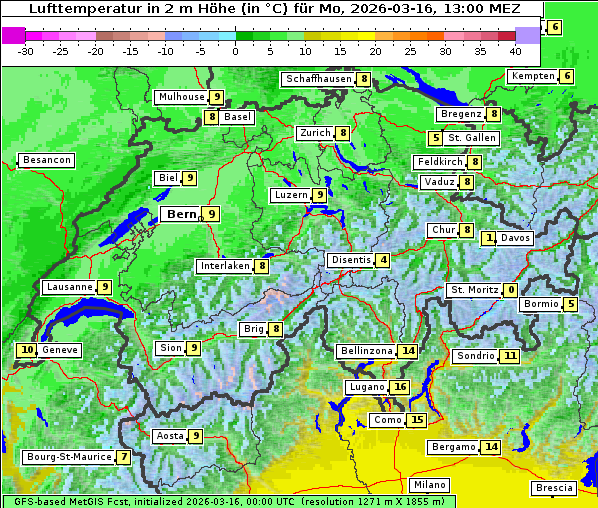 Temperatur, 16. 3. 2026