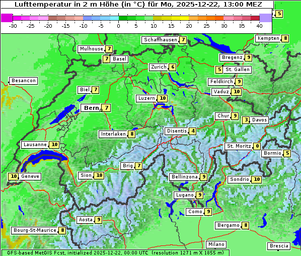 Temperatur, 22. 12. 2025