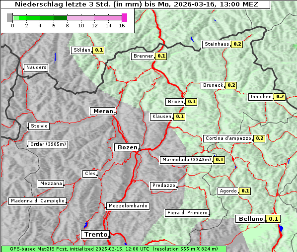 Niederschlag, 16. 3. 2026