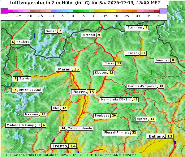 Temperatur, 13. 12. 2025