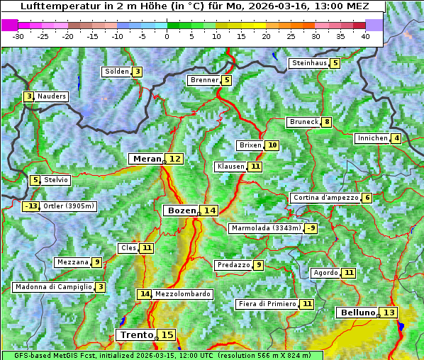 Temperatur, 16. 3. 2026