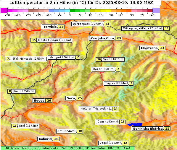 Temperatur, 19. 8. 2025