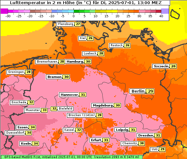 Temperatur, 1. 7. 2025