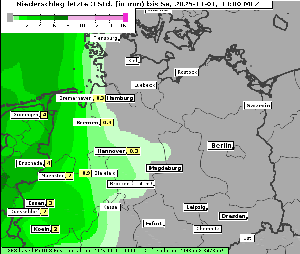 Niederschlag, 1. 11. 2025