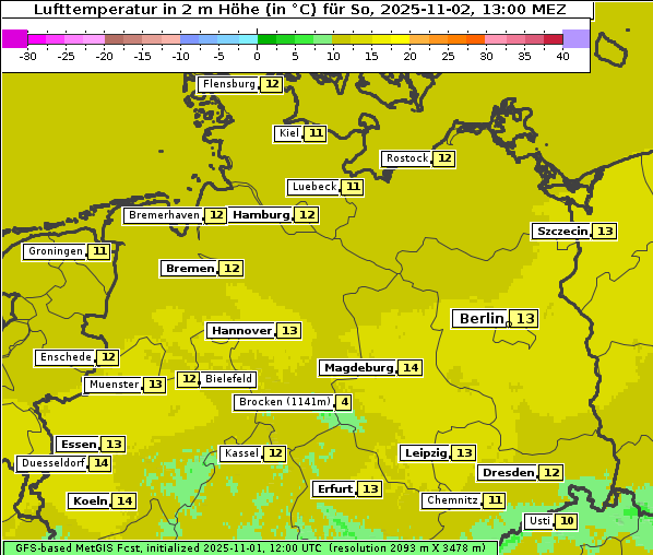 Temperatur, 2. 11. 2025