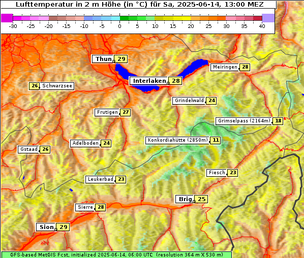 Temperatur, 14. 6. 2025