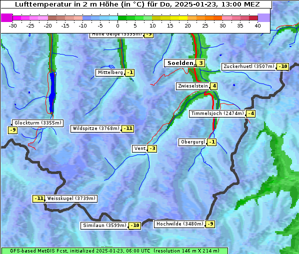 Temperatur, 23. 1. 2025