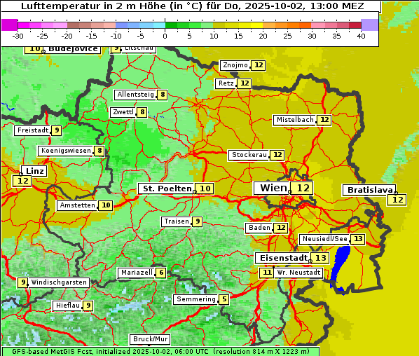 Temperatur, 2. 10. 2025
