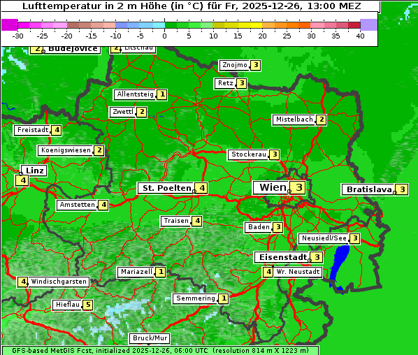 Temperatur, 26. 12. 2025