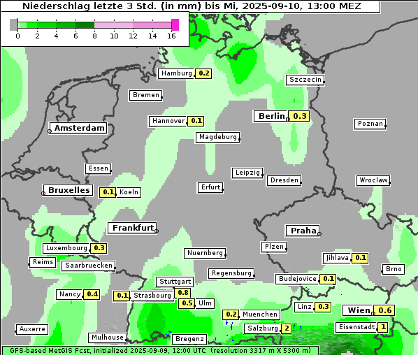 Niederschlag, 10. 9. 2025