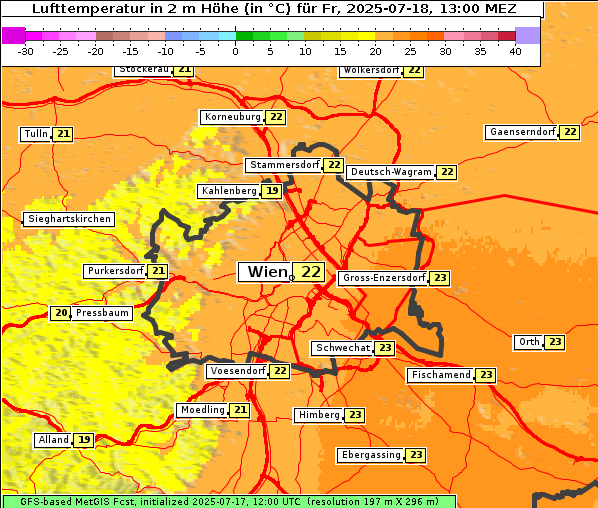 Temperatur, 18. 7. 2025