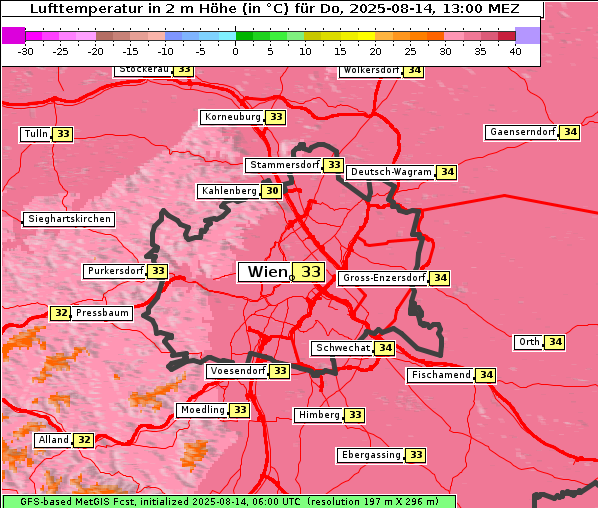 Temperatur, 14. 8. 2025