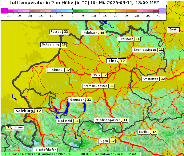 Temperatur, 11. 3. 2026