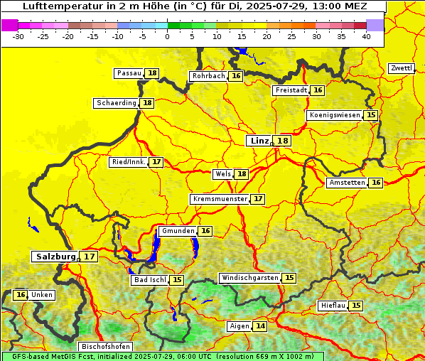 Temperatur, 29. 7. 2025