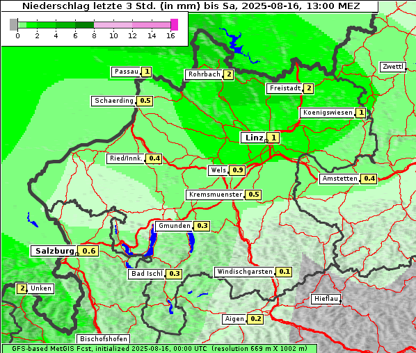 Niederschlag, 16. 8. 2025