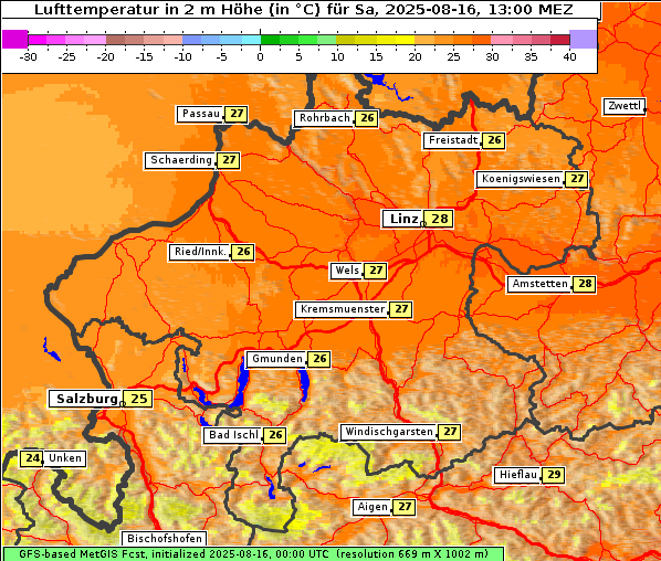 Temperatur, 16. 8. 2025