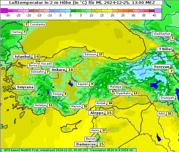 Temperatur, 25. 12. 2024