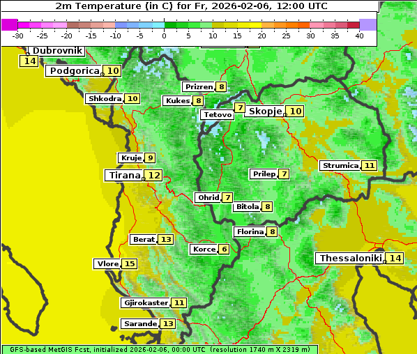 Temperatur, 6. 2. 2026