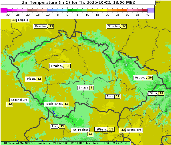 Temperatur, 2. 10. 2025